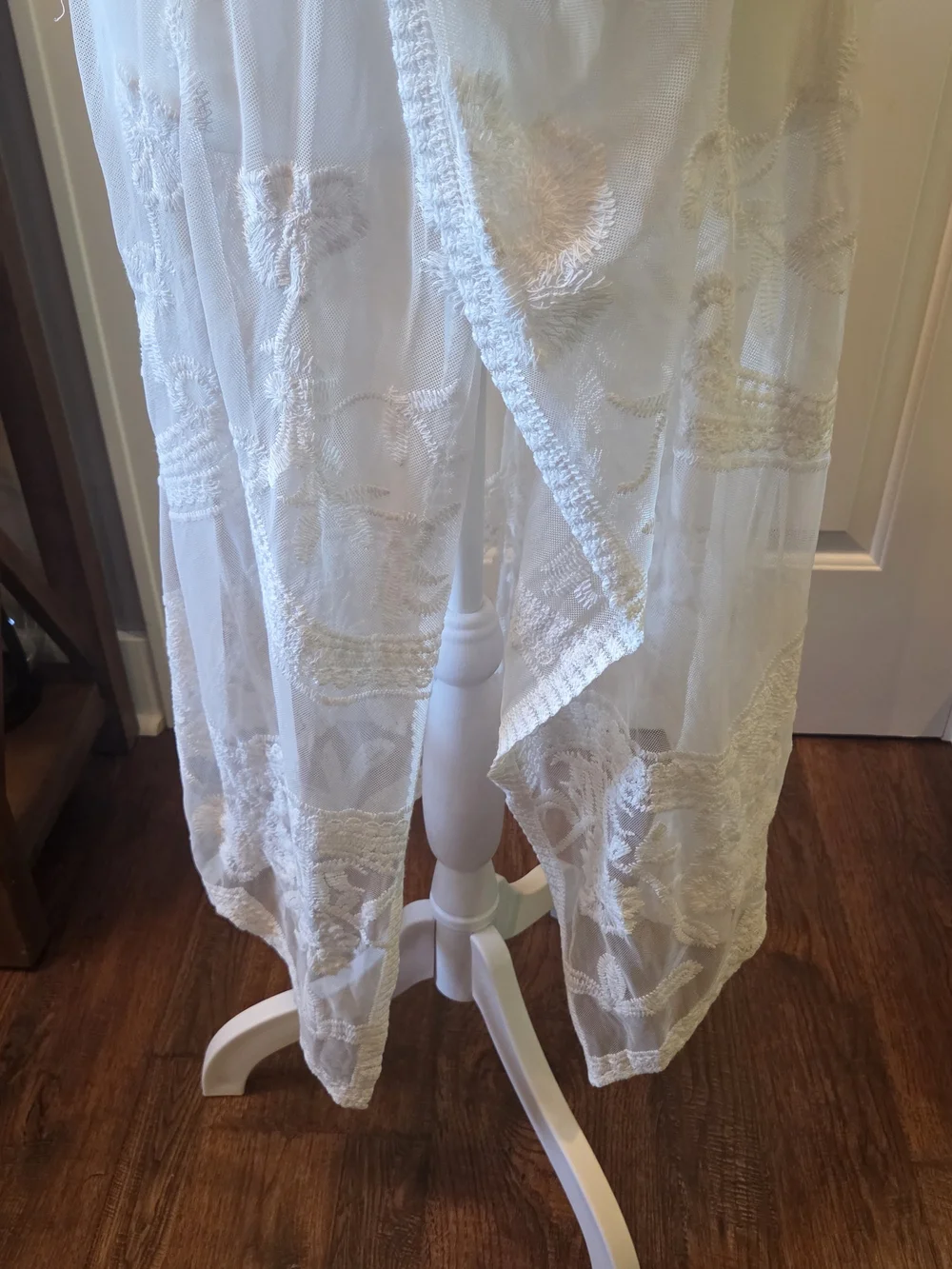 Embroidered Lace Boho Duster Sheer Festival  Beach Hippie Floral Cottage Fairy